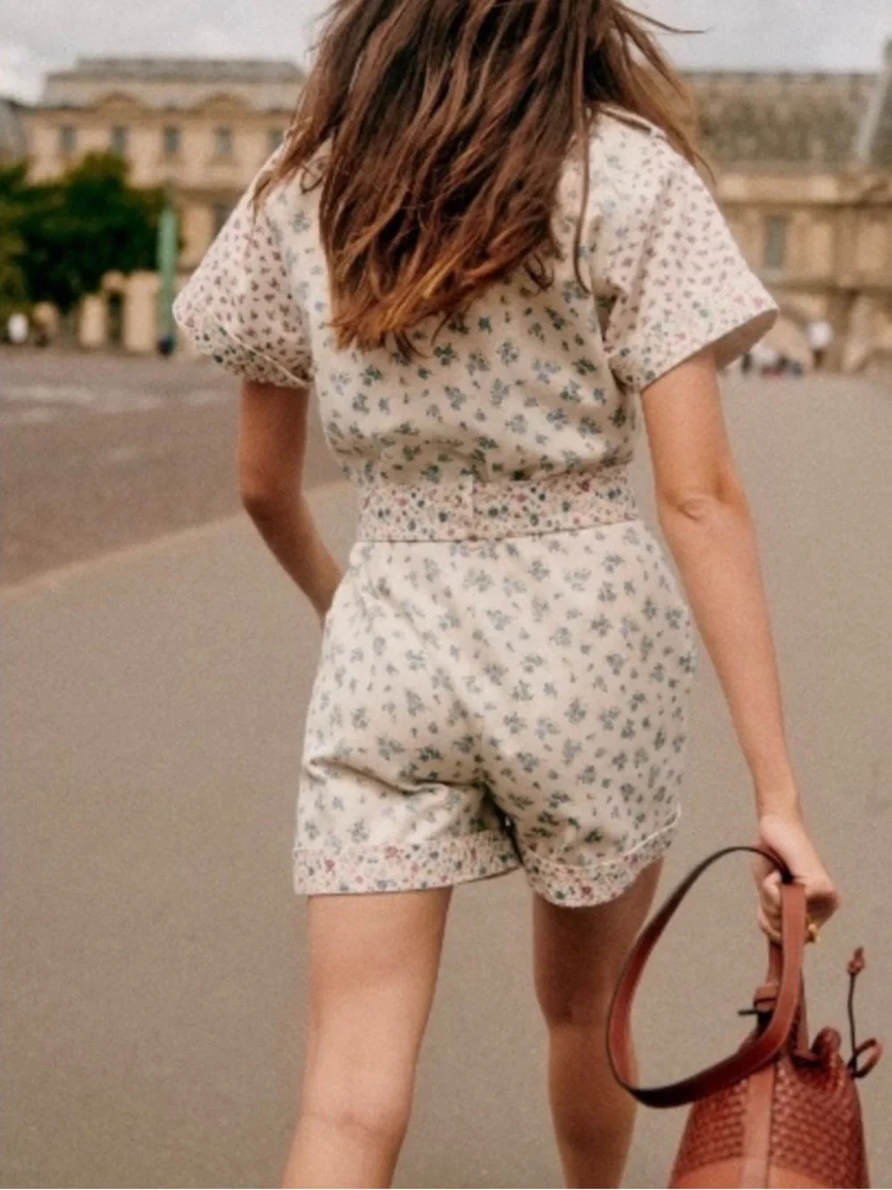 New Sezane Gallipoli Floral Denim Romper in Size 38 (6) - Picture 2 of 6